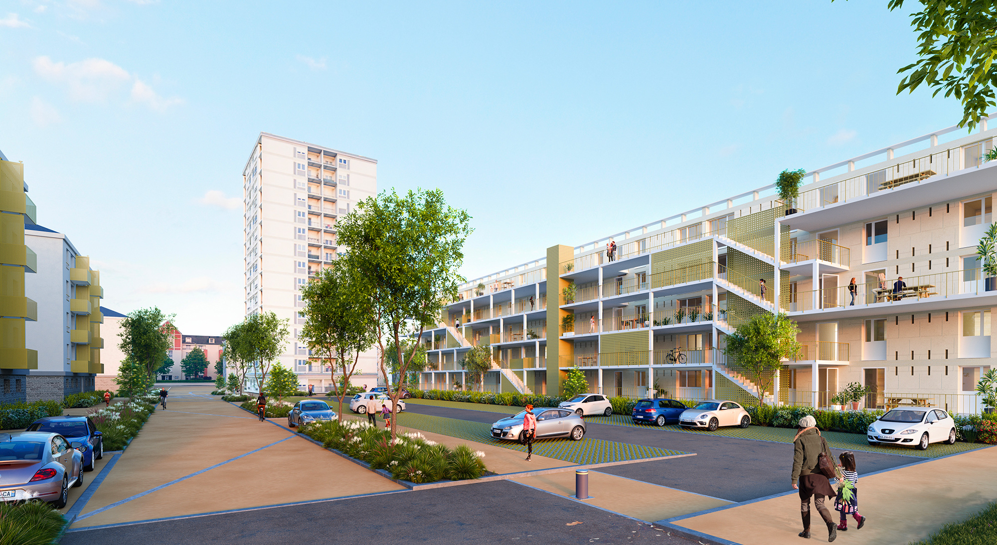 Créature Architectes - Réhabilitation thermique de 360 logements et mise en accessibilité de la résidence «les merlusines» - Tours - 37